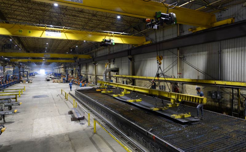 A steel pole production facility